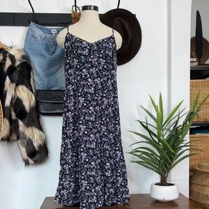 Uniqlo Floral Midi Dress - Black and White